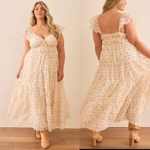 NWOT Arula Elisa Boho Maxi Dress in Ivory/Floral Combo Size 18/20  2X $188